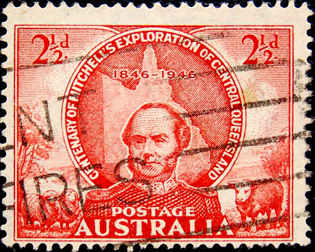 Австралия 1946 год . Сэр Томас Митчелл - исследователь Австралии .   (2)